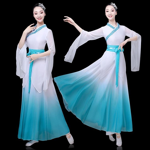 古典舞演出服女飄逸雪紡現代中國風民族風箏誤傘舞蹈獨舞表演服裝