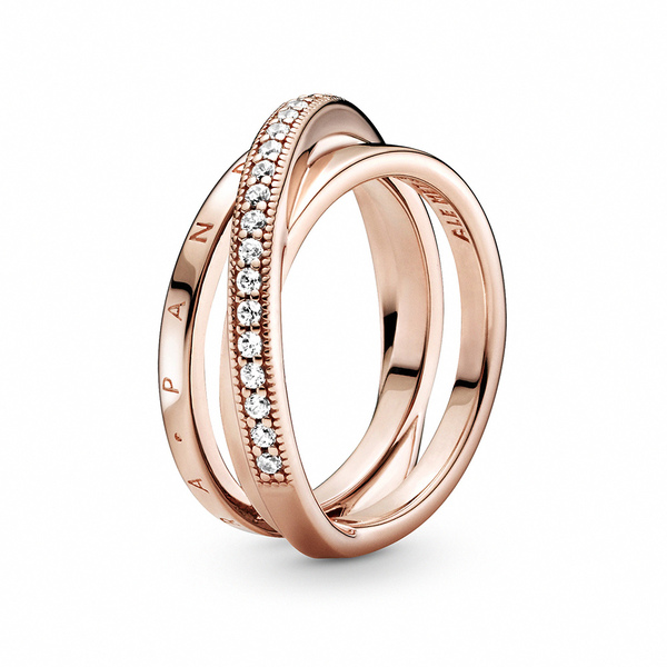 三環交織細版戒指：鍍14k玫瑰金