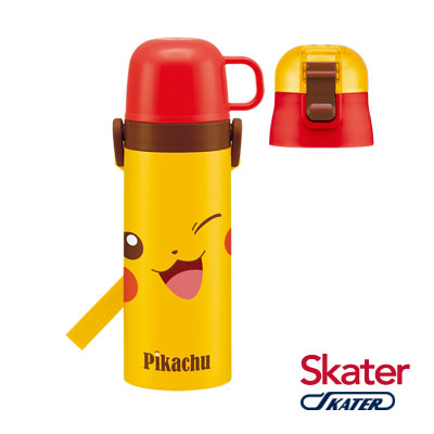 Skater不鏽鋼保溫水壺(2WAY)皮卡丘FACE