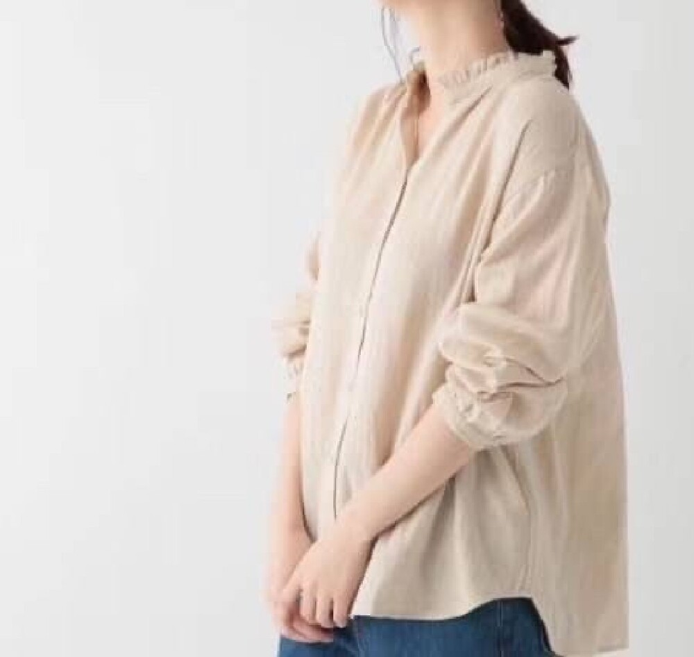 日本服飾-木耳領米色上衣0430T49