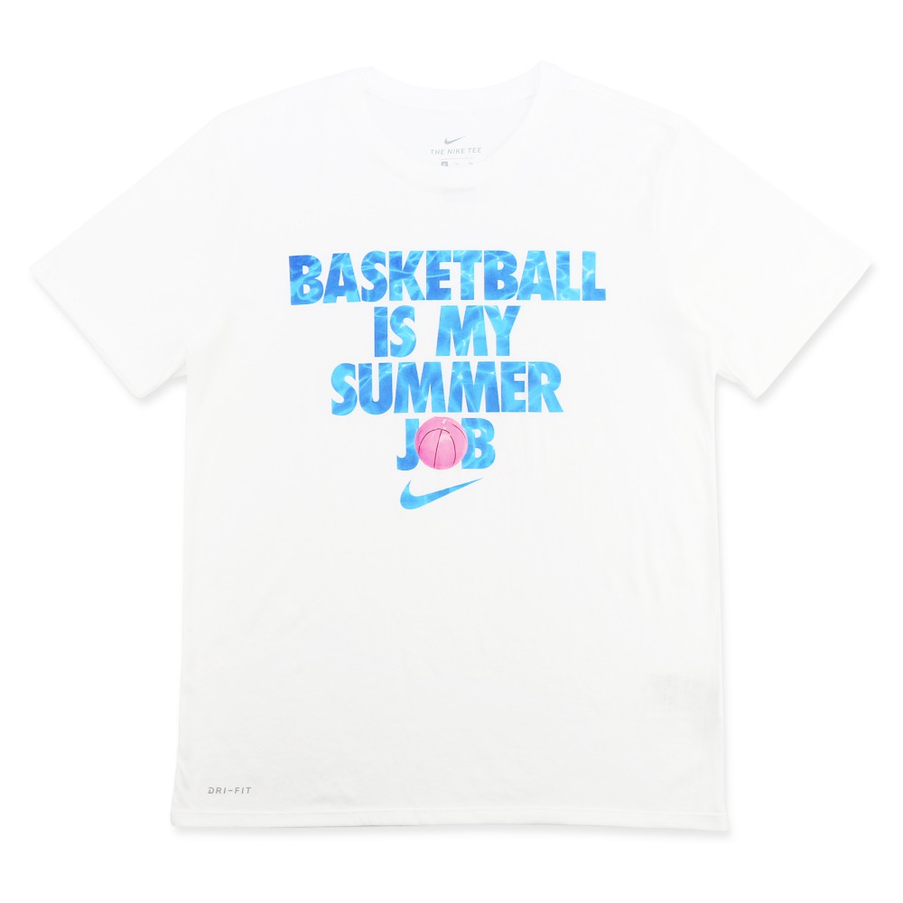 AS M NK DRY TEE SUMMER JOB型號：923724100經典標語字樣短袖T恤混紡材質 舒適好穿無論運動、健身、休閒都很適合#NIKE #短T #素T #白