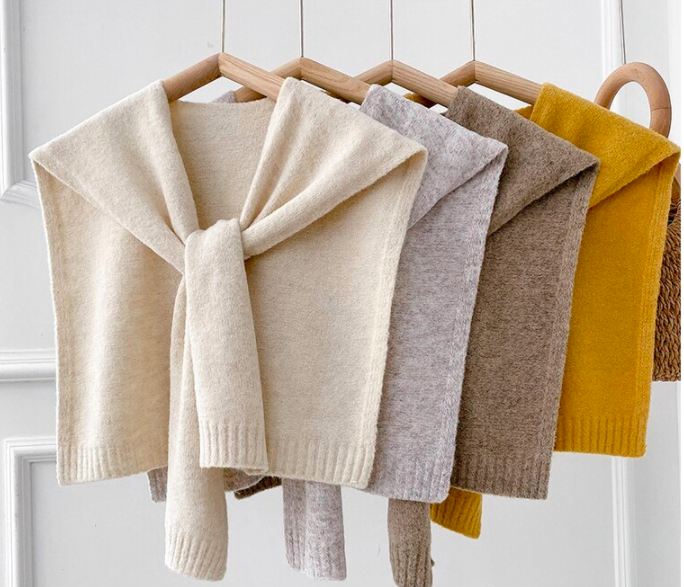 針織素色百搭披肩