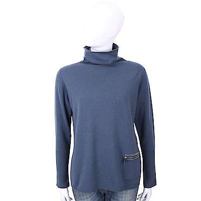 FABIANA FILIPPI 坑條細節灰藍色高領美麗諾羊毛衫