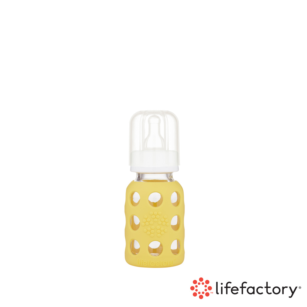 【Lifefactory】耐摔玻璃奶瓶120ml-香蕉黃