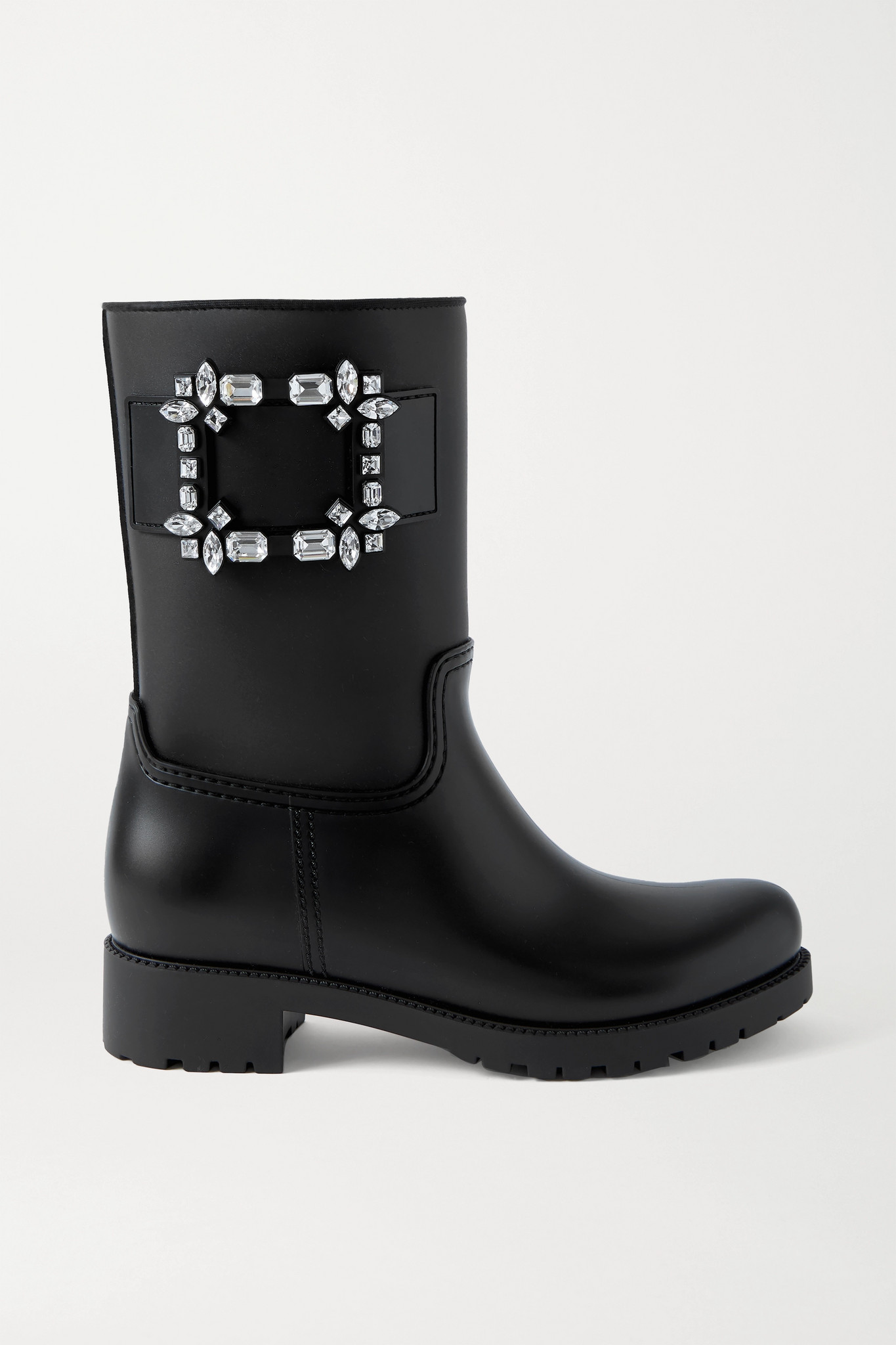 Roger Vivier - Tempête Viv' Crystal-embellished Rubber Rain Boots - Black - IT40