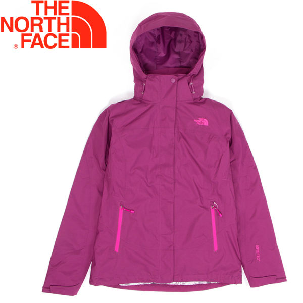 【The North Face 美國 女款 Gore-Tex羽絨兩件式外套《玫紫》】CUF1/防水透氣/三合一/鵝絨★滿額送