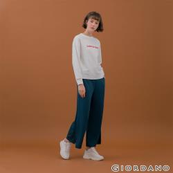 ◎莫代爾面料，質感輕薄、不易起皺|◎良好親膚性、手感柔軟、富有彈性|◎鬆緊腰頭，舒適合身品牌:GIORDANO品牌定位:專櫃品牌種類:褲子款式:寬褲適穿性別:女生顏色:黑色系,藍色系適穿季節:秋冬流行