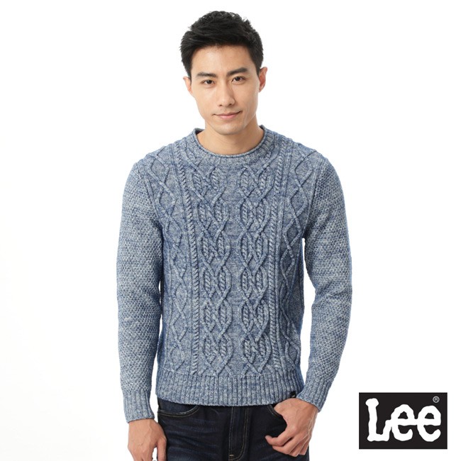Lee 圓領針織毛衣/RG-男款-麻花藍--LL15