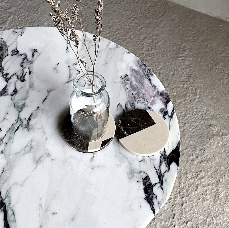 天然大理石水刀拼花杯墊│忠石石材