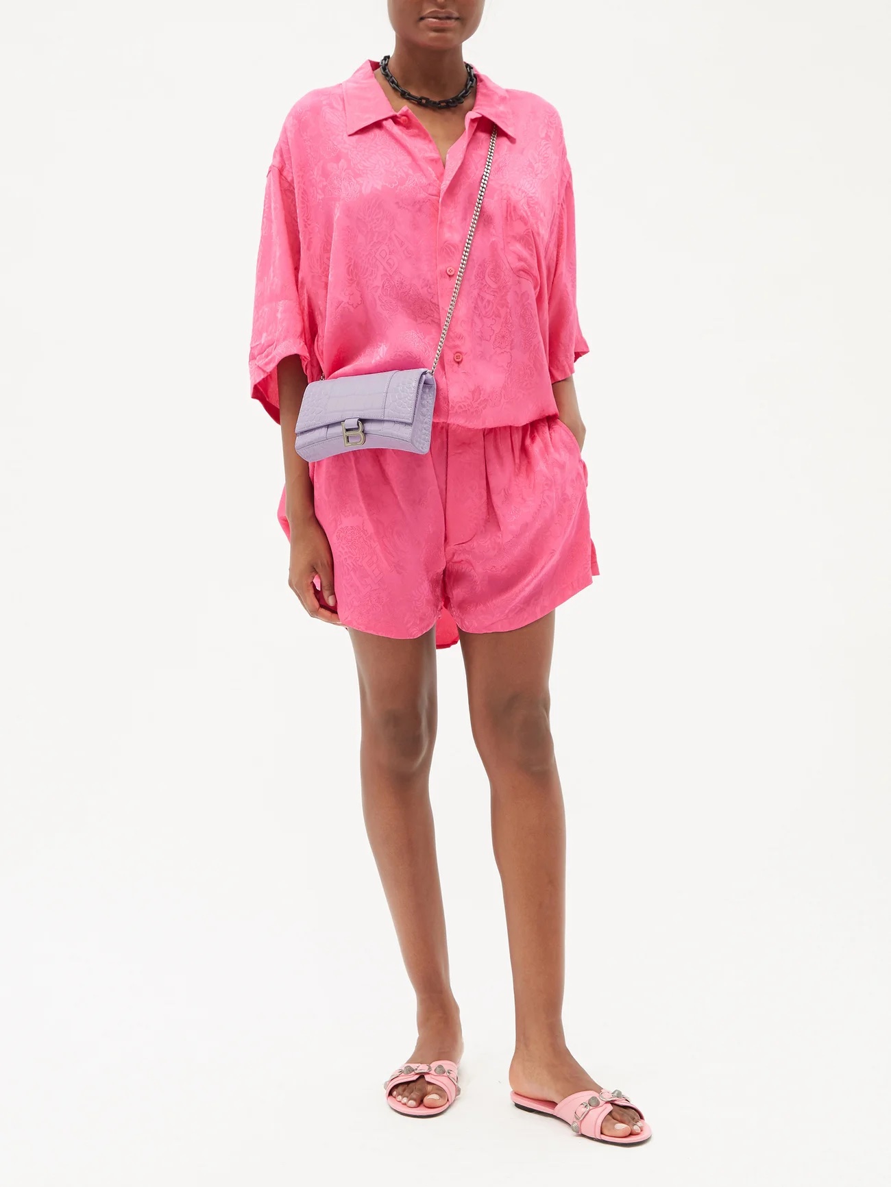 BALENCIAGA Hourglass crocodile-effect leather cross-body bag