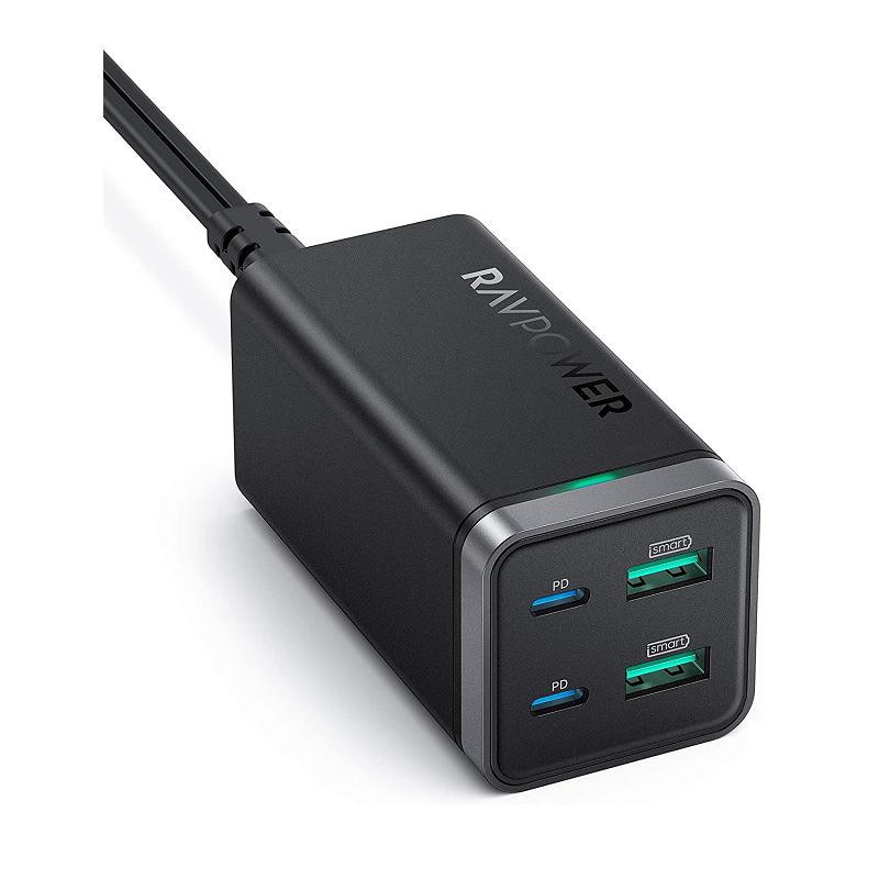 RAVPower USB C充電器 65W 2個 C端口 2個 A端口 適用MacBook Dell XPS 13 iPad iPhone Nintendo Switch Galaxy [9美國直購]