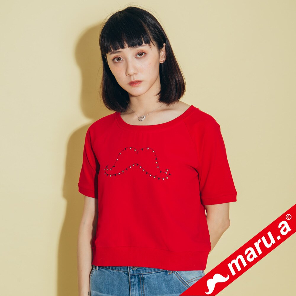 【maru.a】胸前小旗子鬍子小公主袖短版上衣 8311226