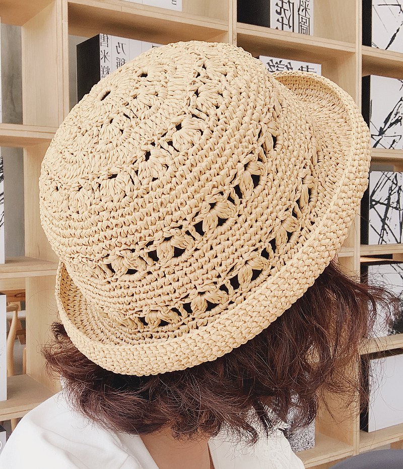 真心話散步編織遮陽帽 編織草帽 漁夫帽