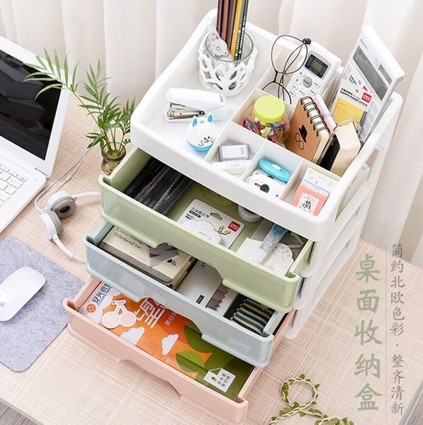 辦公桌收納 桌上收納盒抽屜式辦公桌文件收納書桌置物架收納架【感謝祭快速出貨八折】