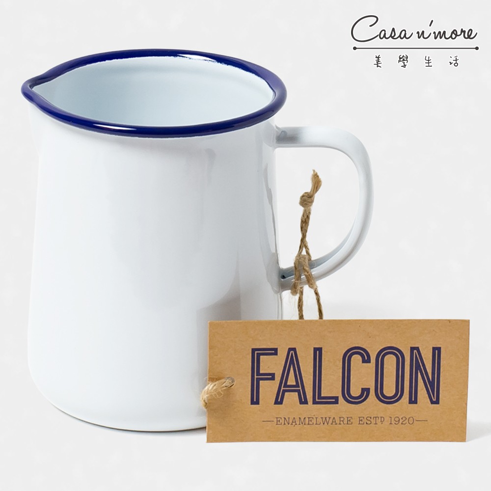 Falcon 獵鷹琺瑯 琺瑯冷水壺 1品脫 醬料壺 牛奶壺 琺瑯壺 586ml 藍白