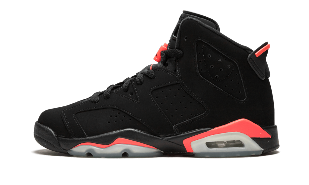 Perhaps the most beloved of all Air Jordan 6 colorways, the 'Black/Infrared' look is among the great