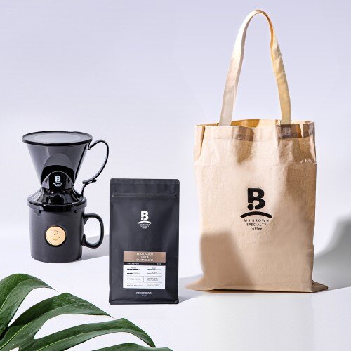 【世界地球日精品咖啡組】伯朗精品咖啡豆薩爾瓦多聖伊蓮娜(250g)+伯朗聰明濾杯+精品金幣馬克杯+伯朗環保胚布背袋