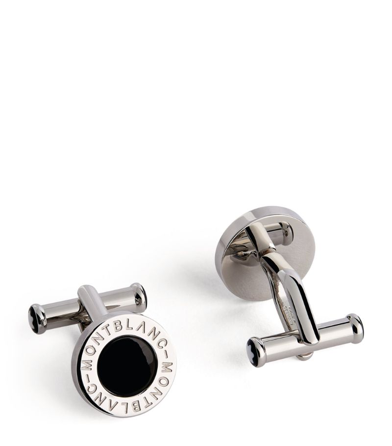 Montblanc Stainless Steel And Black Onyx Cufflinks