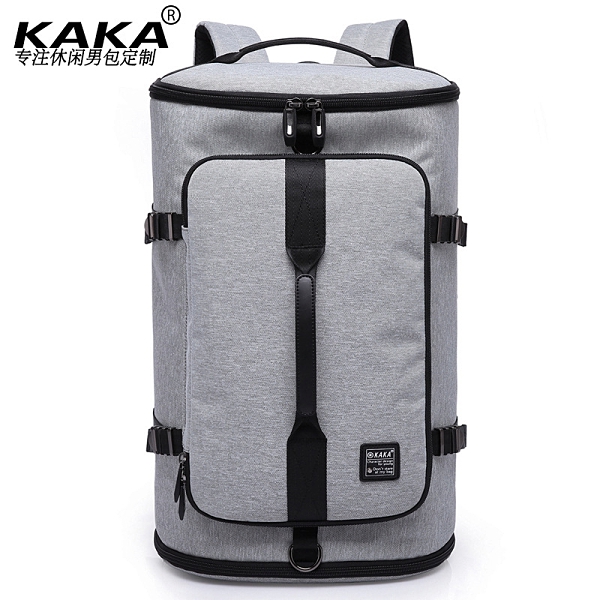 [KAKA防水背包] 新款大容量旅行雙肩背包電腦包 EVA壓模背板減震好背2202/淺灰色**預購