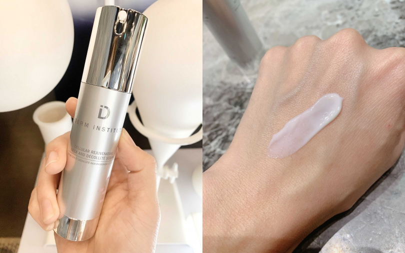 得英特肌因抗老胸頸精華 50ml/5,600元 像是精華乳般的滑順膚觸，非常好延展卻一點也不油膩，任何季節使用都OK。（圖／吳雅鈴攝）