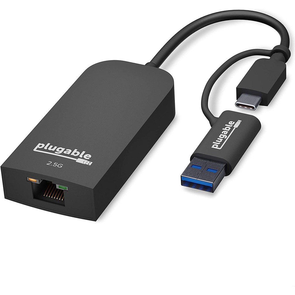 可插拔的2.5G USB C和USB到以太網適配器，與USB C / Thunderbolt 3或USB 3.0兼容的2合1適配器，從USB-C到RJ45 2.5千兆LAN，與Mac和Windows兼