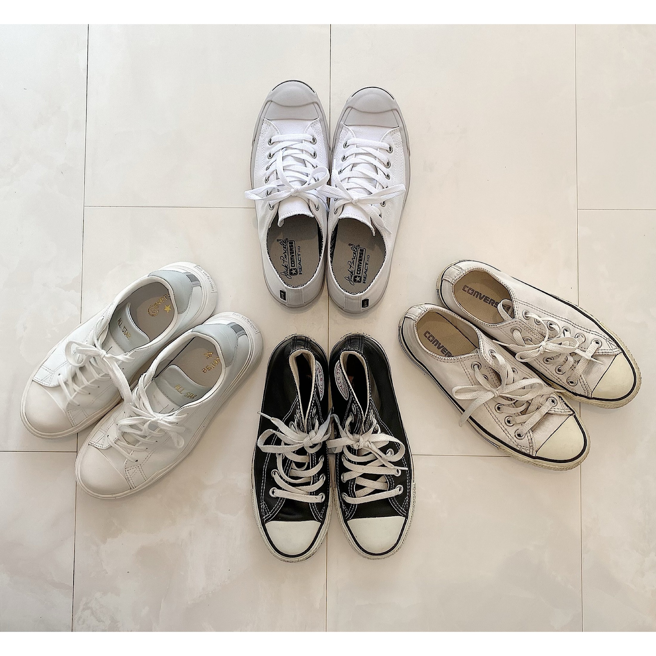 雨用コンバース白スニーカー