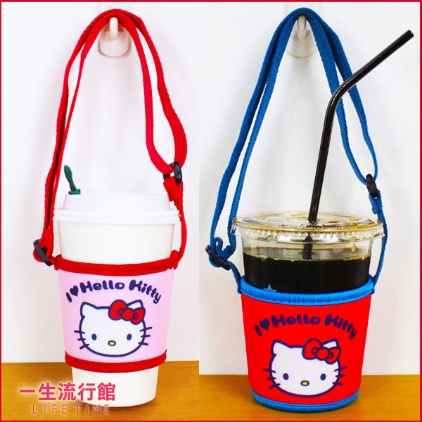 《可調繩長》Hello Kitty 凱蒂貓 可愛 手提 尼龍 環保 飲料袋 n杯套 手搖飲料杯套袋