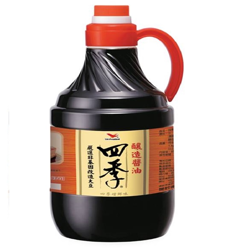 四季醬油採用自有豆麥比釀造， 總氮量符合國家標準CNS423一般醬油規範甲級品規定， 在層層把關下，全程溫控發酵， 以嚴謹的態度及對醬油品質的堅持，製作出鮮醇及濃郁的四季醬油。 ※ 製造日期與有效期限