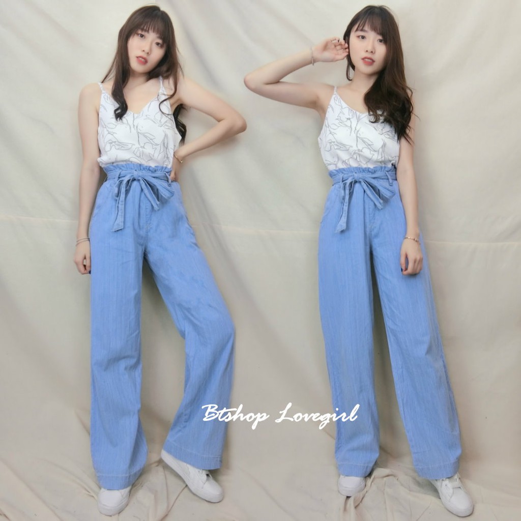 綁帶花苞寬褲【B006212】長褲 寬褲 牛仔 單寧 棉麻 舒適 休閒 顯瘦 花苞褲 綁帶褲 BTSHOP