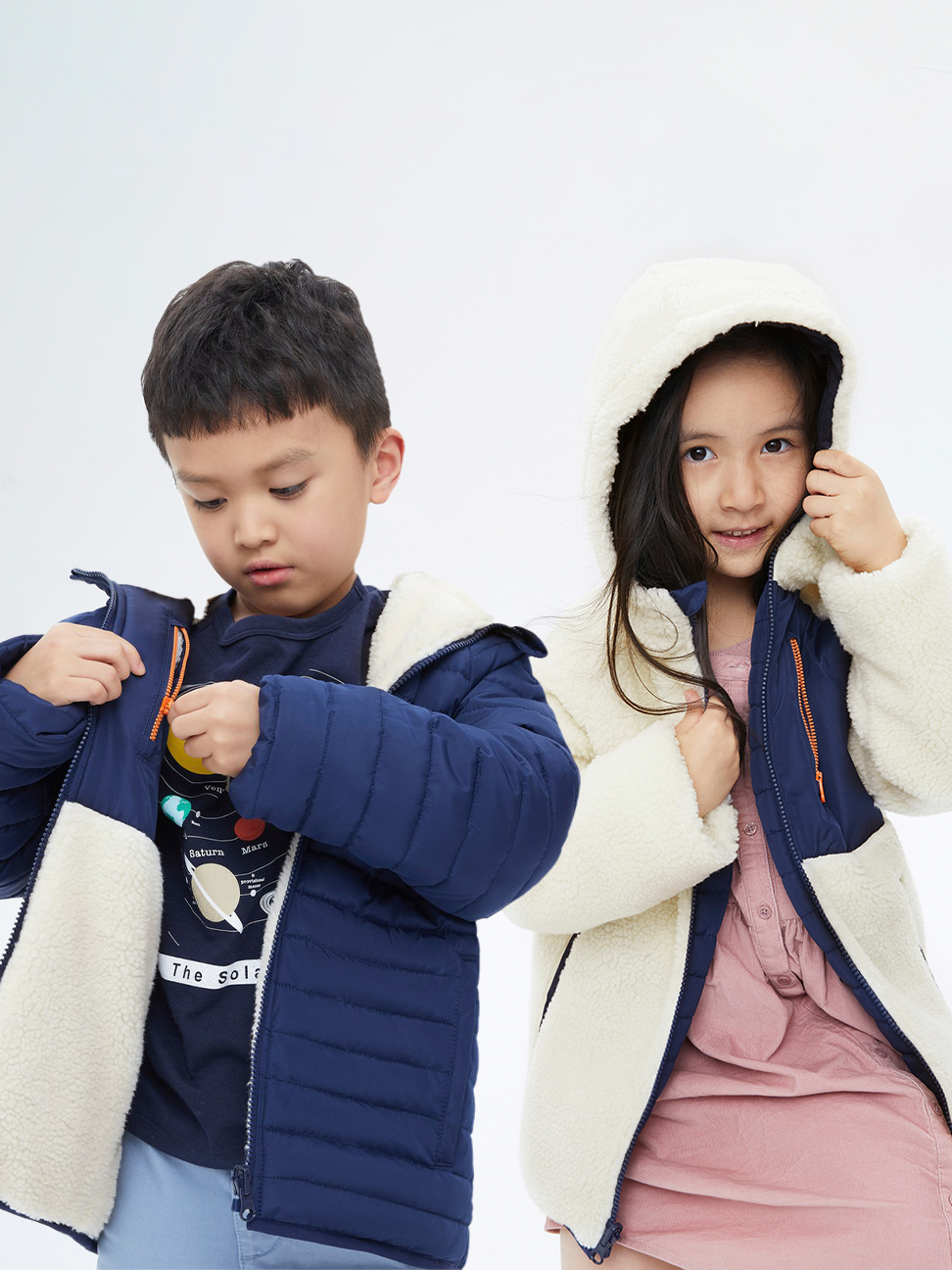 童裝 仿羊羔絨兩面穿連帽外套 男女同款