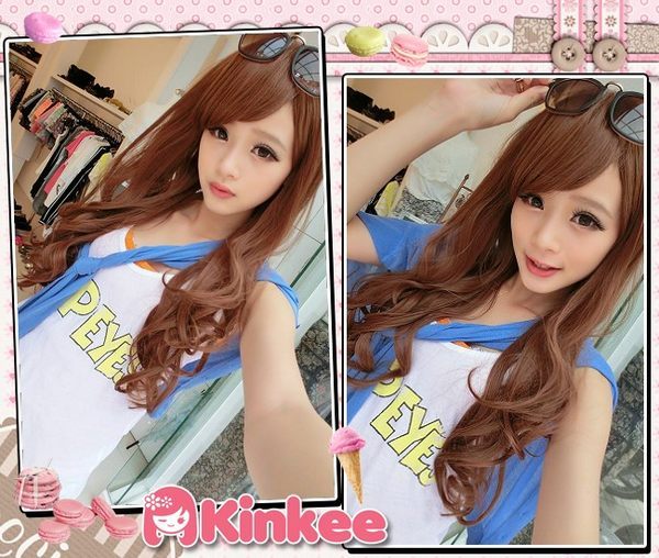 ＊╮Kinkee假髮╭＊小優示範 POPTEEN麻豆最愛波浪捲度耐熱長捲髮 【K0039】