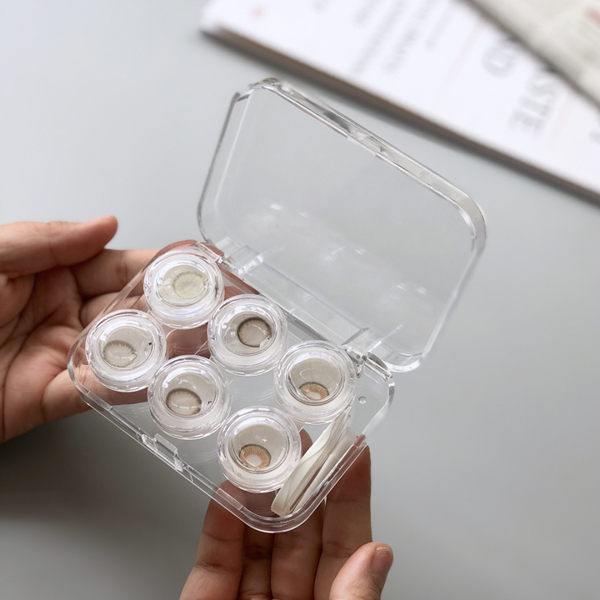 新款加厚干凈透明三副裝近視隱形眼鏡伴侶盒多副裝美瞳盒雙聯盒