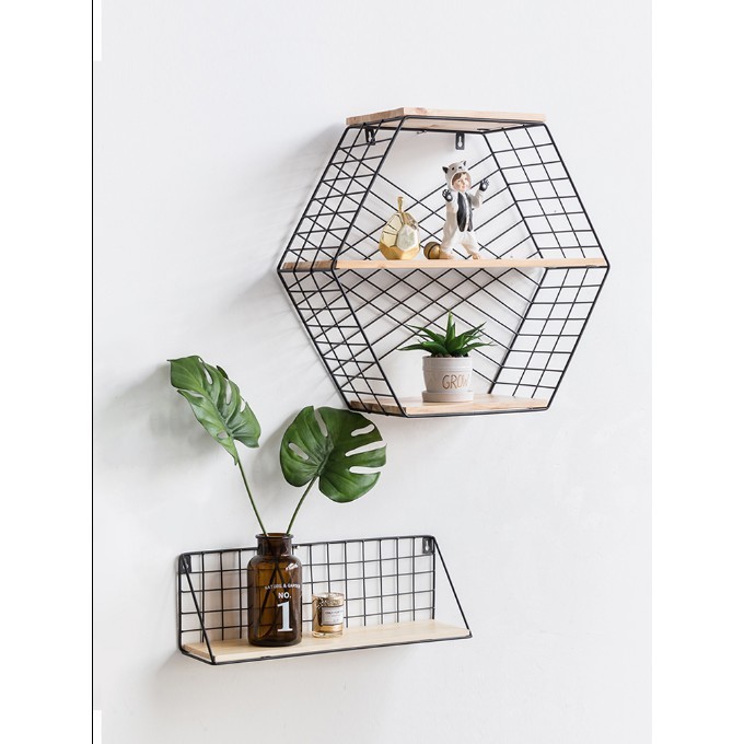 ~ins鐵架/置物架/壁掛架牆上置物架壁掛 牆面北歐風格裝飾創意 房間臥室隔板 - L款