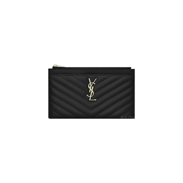 YSL 黑色纹理绗缝真皮手拿包 黑皮TIME 87536