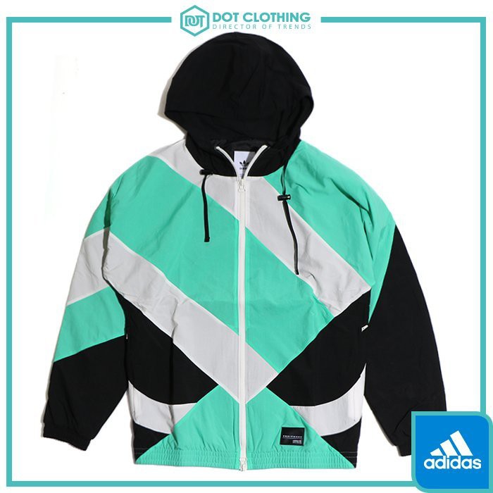 #DOT聚點 #Adidas #Originals #EQT #18 #薄荷綠 #黑白 #拼接 #連帽風衣外套 #鹿晗 【商品型號】DJ3196 【尺寸】XS~XL XS 胸寬平量 58CM / 衣長