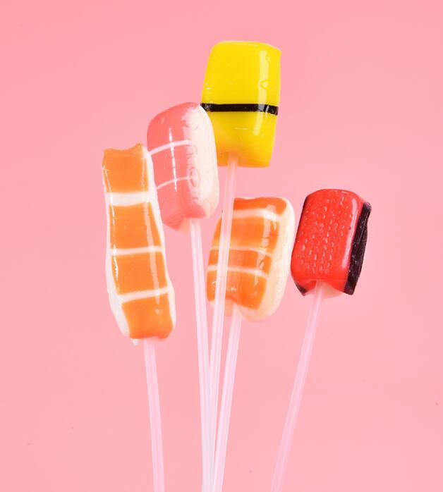 【120支】可愛日式壽司造型長桿棒棒糖花束裝飾棒棒糖水果味糖果