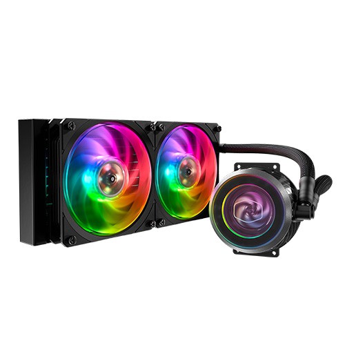 Cooler Master MasterLiquid ML240P Mirage ARGB CPU水冷散熱器 【商品特色】1、雙層管線2、獨家ARGB控制器3、雙12cm ARGB風扇4、新版ARGB