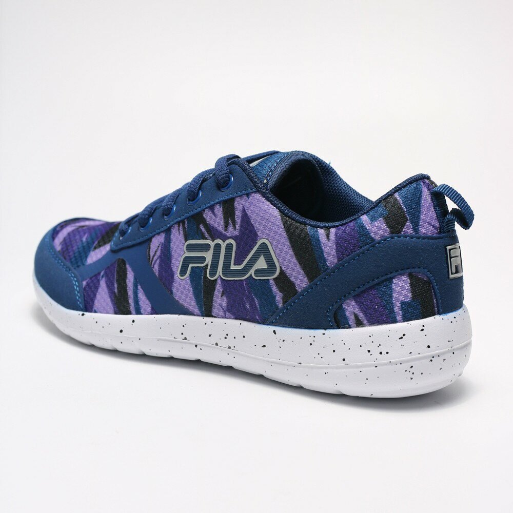 FILA 藍 粉紫 黑 幾何紋 網布 透氣 休閒鞋 慢跑鞋 女 (布魯克林) 1J324R999