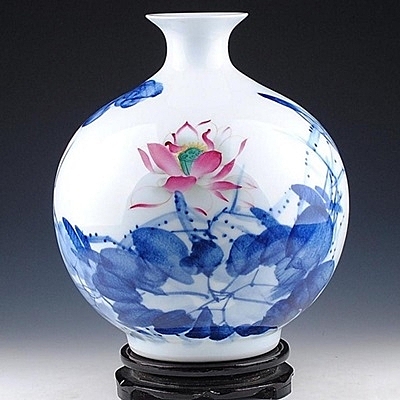 陶瓷花瓶-自然鮮豔荷花石榴居家瓷器擺飾[時尚巴黎]