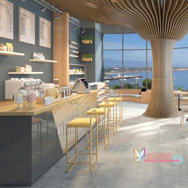 吧台椅 化妝椅小凳子金色鐵藝高腳凳餐椅網紅鐵藝大理石吧台桌椅組合T 4色