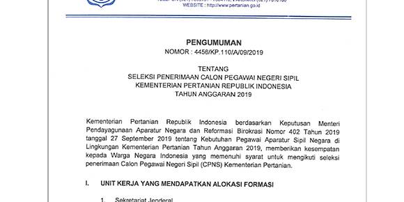 Kementan Buka 518 Formasi Untuk Cpns 2019 Ini Persyaratannya Kompas Com Line Today