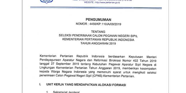 Kementan Buka 518 Formasi Untuk Cpns 2019 Ini Persyaratannya Kompas Com Line Today