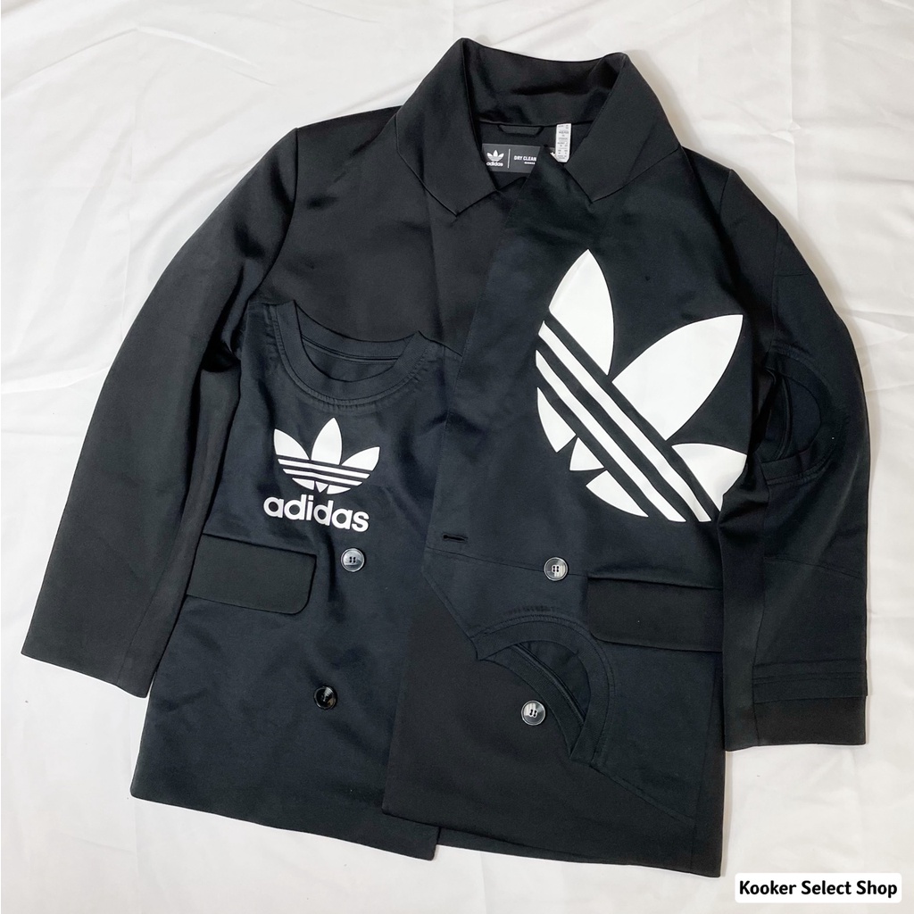 Adidas Originals 三葉草 西裝外套 拼接 女款 黑色 H59040【Kooker】