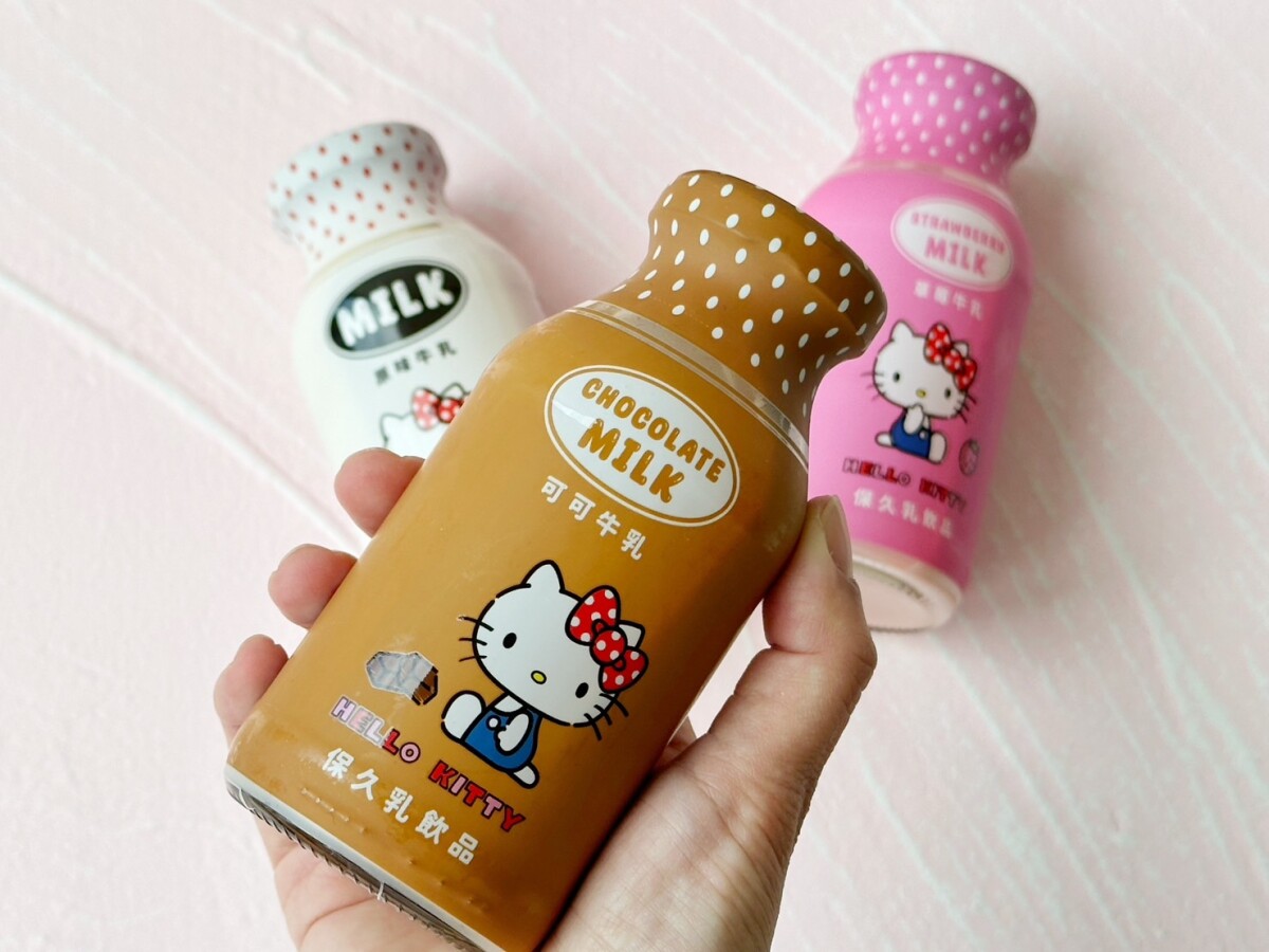 Kitty粉絲必喝！全聯獨家開賣「Hello Kitty牛奶」，原味、草莓、可可享優惠價開喝！