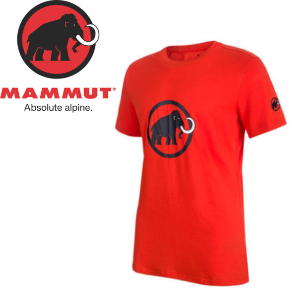 【Mammut Logo T-Shirt 男《熔岩紅》】1041-07291-3038/ 排汗透氣/有機棉T/戶外機能服/登山休閒★滿額送