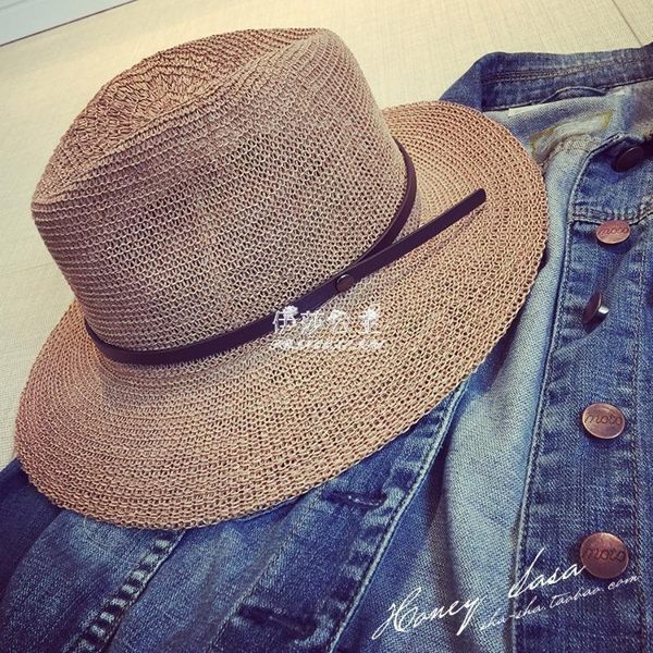 度假帽子女大檐禮帽草帽英倫復古爵士帽男海邊百塔遮陽防曬帽 伊莎公主