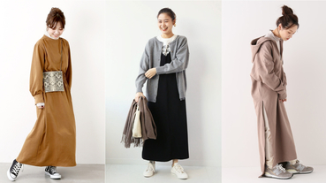 反正選運動鞋一定好搭！本季穿搭率超高的長版洋裝就這樣詮釋