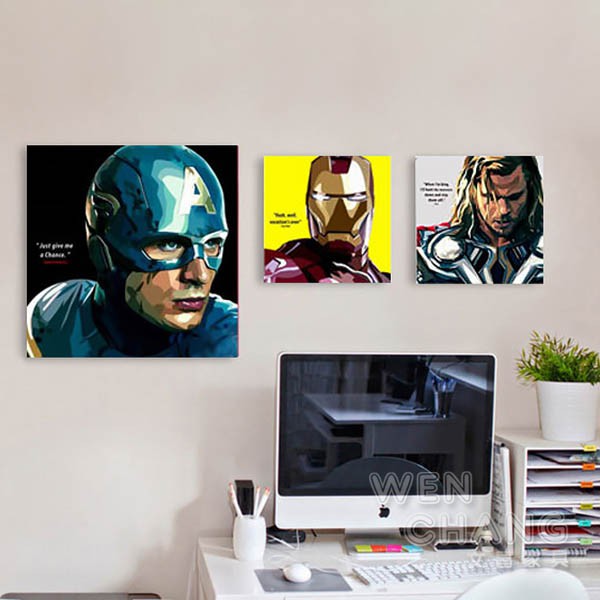 ●商品材質 描述帆布 / 顏色: 如上圖 共22個款式，60 x 60 cm熱門電影:漫威復仇者、星際大戰、自殺突擊隊、變型金剛等， 可依牆壁大小需求做不同的搭配，非常適合客廳、餐廳、房間、商業空間。