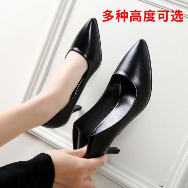 全館83折 舒適面試職業禮儀黑色高跟鞋尖頭細跟正裝女鞋空乘工作鞋白色單鞋