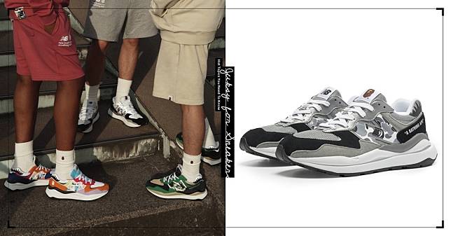 BAPE x NEW BALANCE 推出全新聯名球鞋「5740」，經典鯊魚齒紋、迷彩